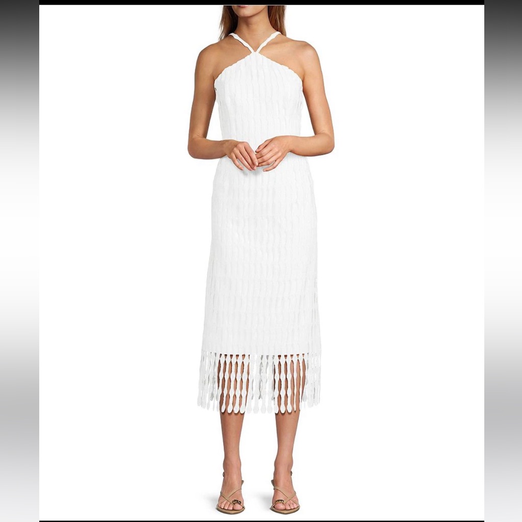 Nwt Antonio Melani Asha Novelty Lace Halter Neck Sleeveless Midi Dress